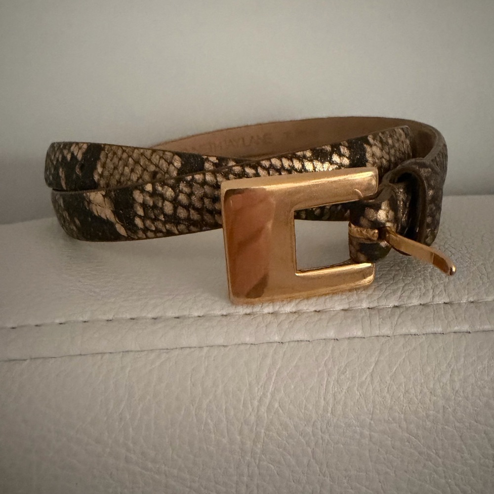 Vintage Kenneth Jay Lane Snake Print Belt Size 36